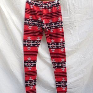 PPLA tribal design knit leggings, Women's M, Southwestern Coral/Blk/Grey, KNIT